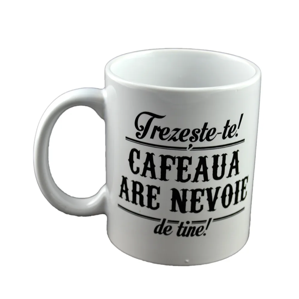 Cana ceramica Boss Mug 300 ml "Trezeste-te! Cafeaua are nevoie de tine!", in cutie decorativa - imagine 2