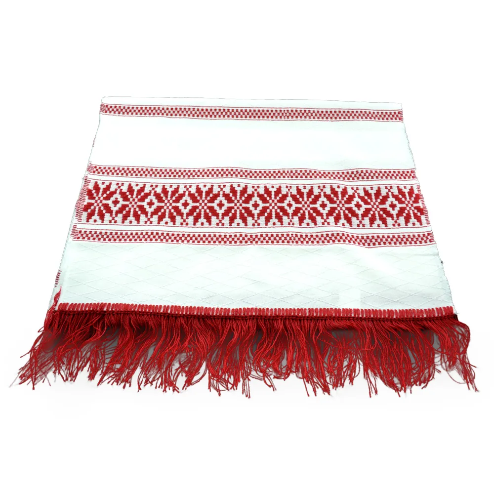 Stergar artizanal traditional 150x47 cm, Alb/Rosu
