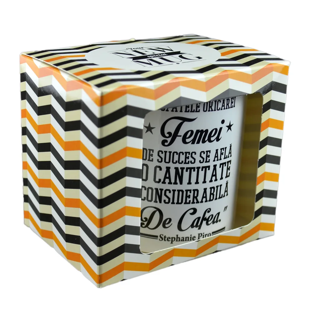 Cana ceramica Boss Mug 300 ml ''In spatele oricarei femei de succes se afla o cantitate considerabila de cafeaua." Stephanie Piro, in cuite decorativa - imagine 2