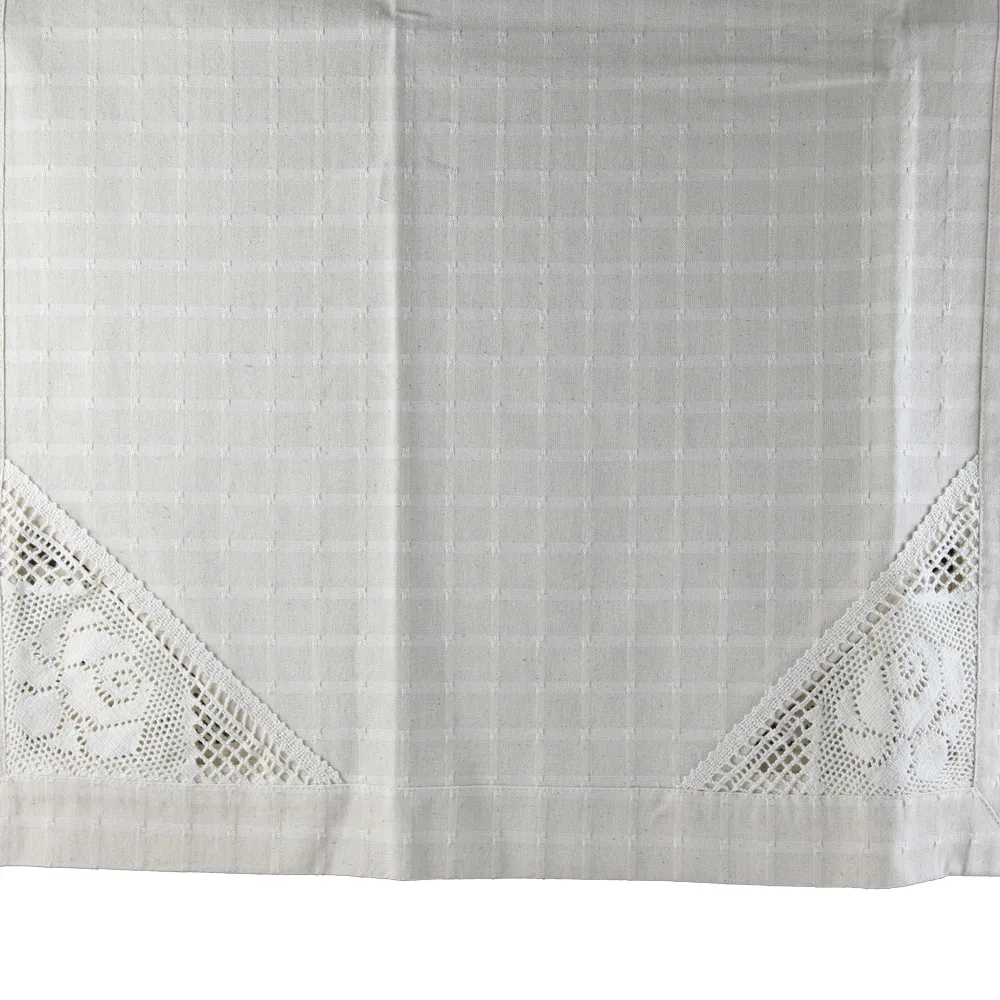 Fata de masa tip runner din bumbac 50 x 150 cm, cu dantela trandafir