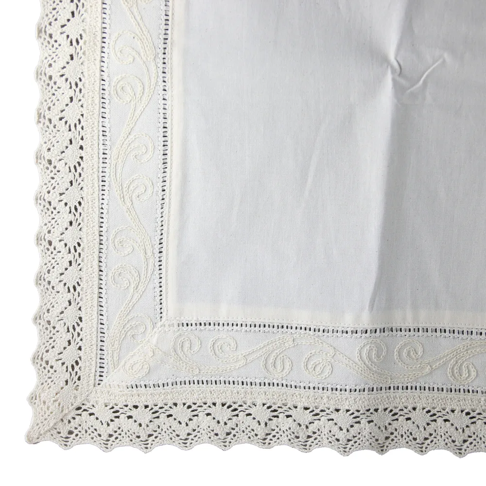 Fata de masa rustica din bumbac, 90 x 90 cm, cu broderie - imagine 2