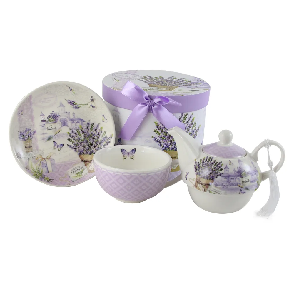 Set ceainic cu ceasca si farfurioara 350 ml/310 ml, in cutie decorativa, "Lavender Passion" - imagine 2