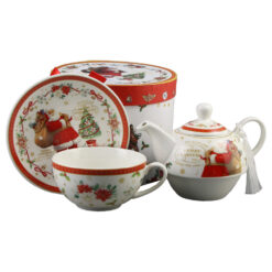 Alternative view of Set ceainic cu ceasca si farfurioara 350 ml/310 ml, "Merry Christmas", in cutie decorativa
