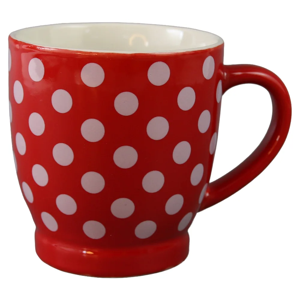 Cana din ceramica rosie cu buline 200 ml