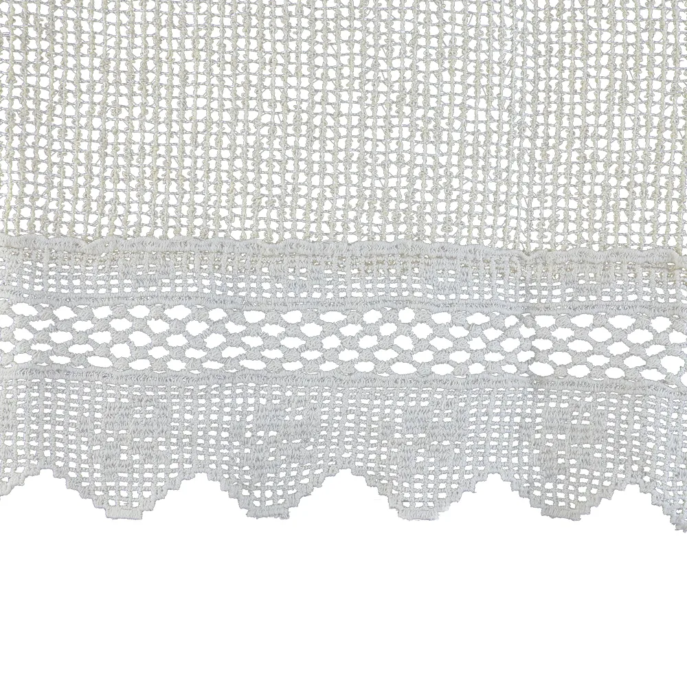 Perdea rustica din bumbac 140 x 180 cm, cu dantela florala