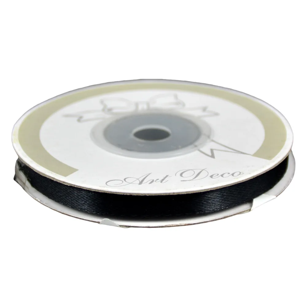 Rola panglica satin Negru 6 mm x 25 m, Art Deco