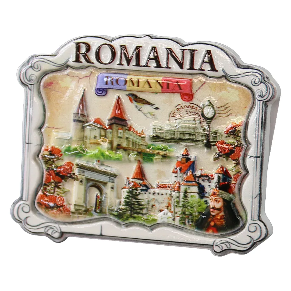 Magnet de frigider din rasina "Romania" 7.5 x 5.5 cm Monumente istorice