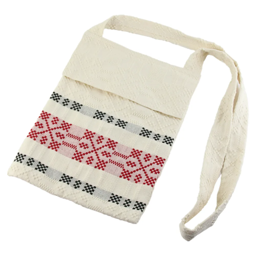 Traista traditionala cu baier, 18x25 cm, 100 %b bumbac Crem/rosu/negru