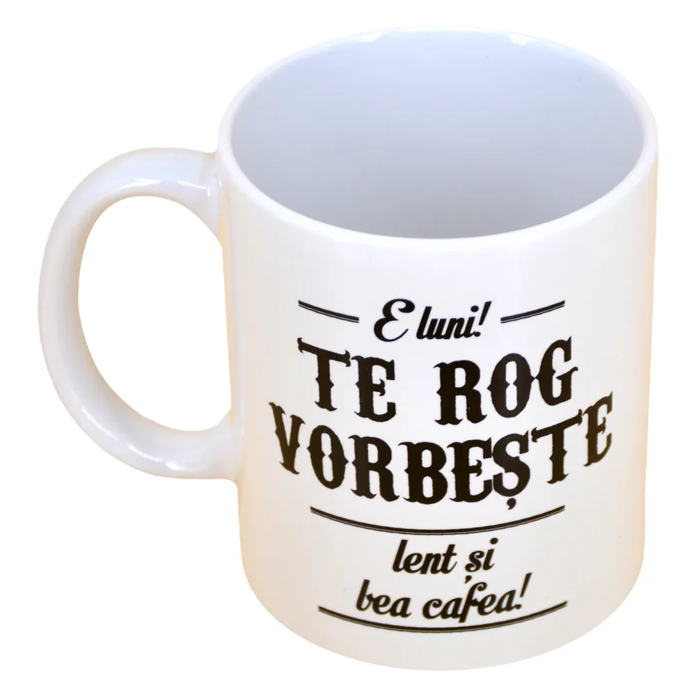 Cana ceramica Boss Mug 300 ml "E luni, te rog vorbeste...", in cutie decorativa - imagine 2