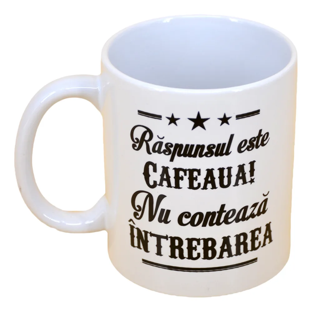 Cana ceramica Boss Mug 300 ml "Raspunsul este cafeaua!...", in cutie decorativa - imagine 2