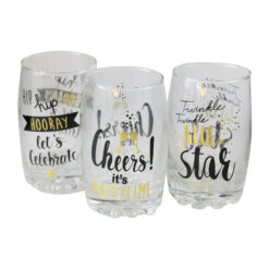 Alternative view of Set 3 pahare de sticla cu mesaje festive 250 ml - Party Time