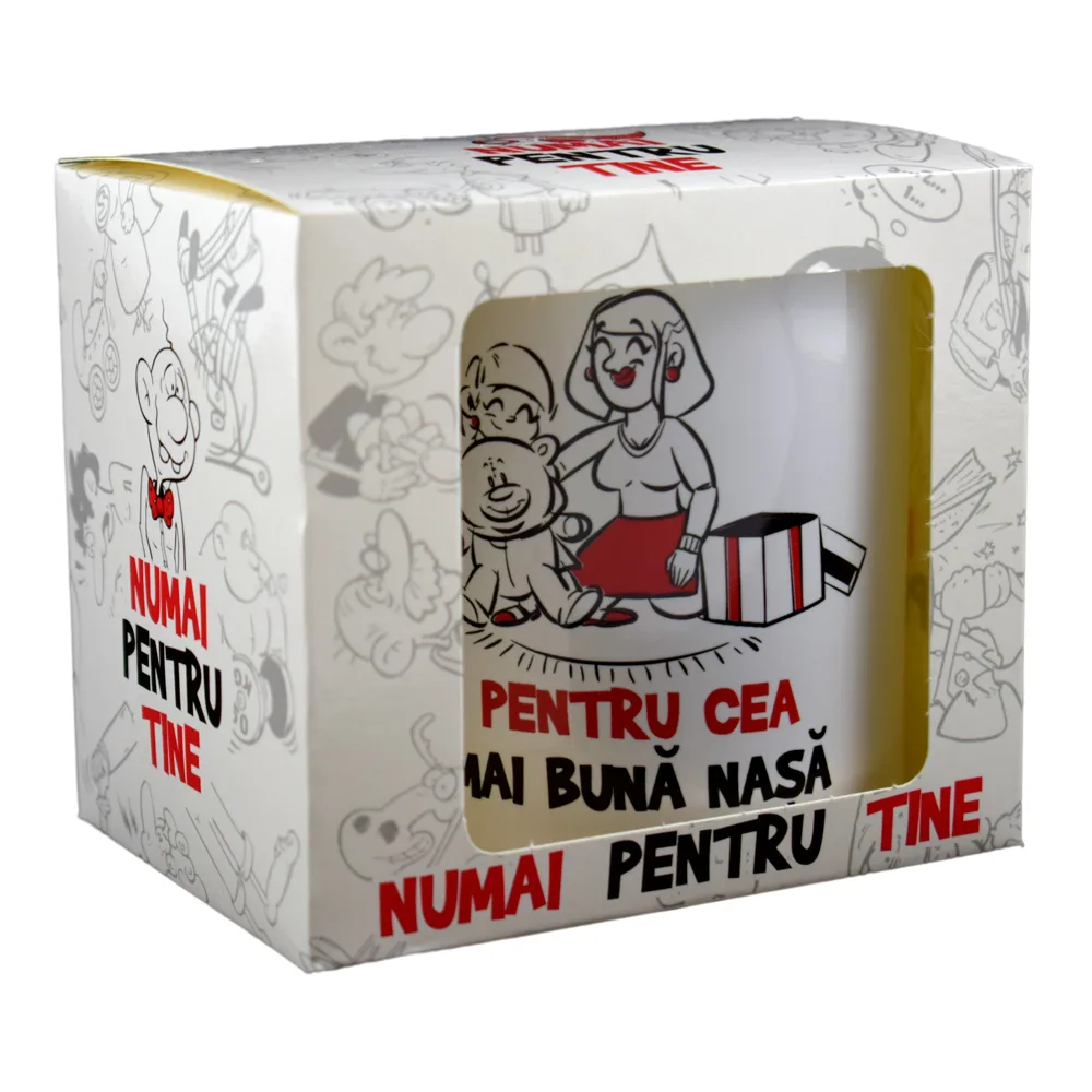 Cana ceramica 300 ml, "Cea mai buna nasa", in cutie decorativa - Funny Mug - imagine 2