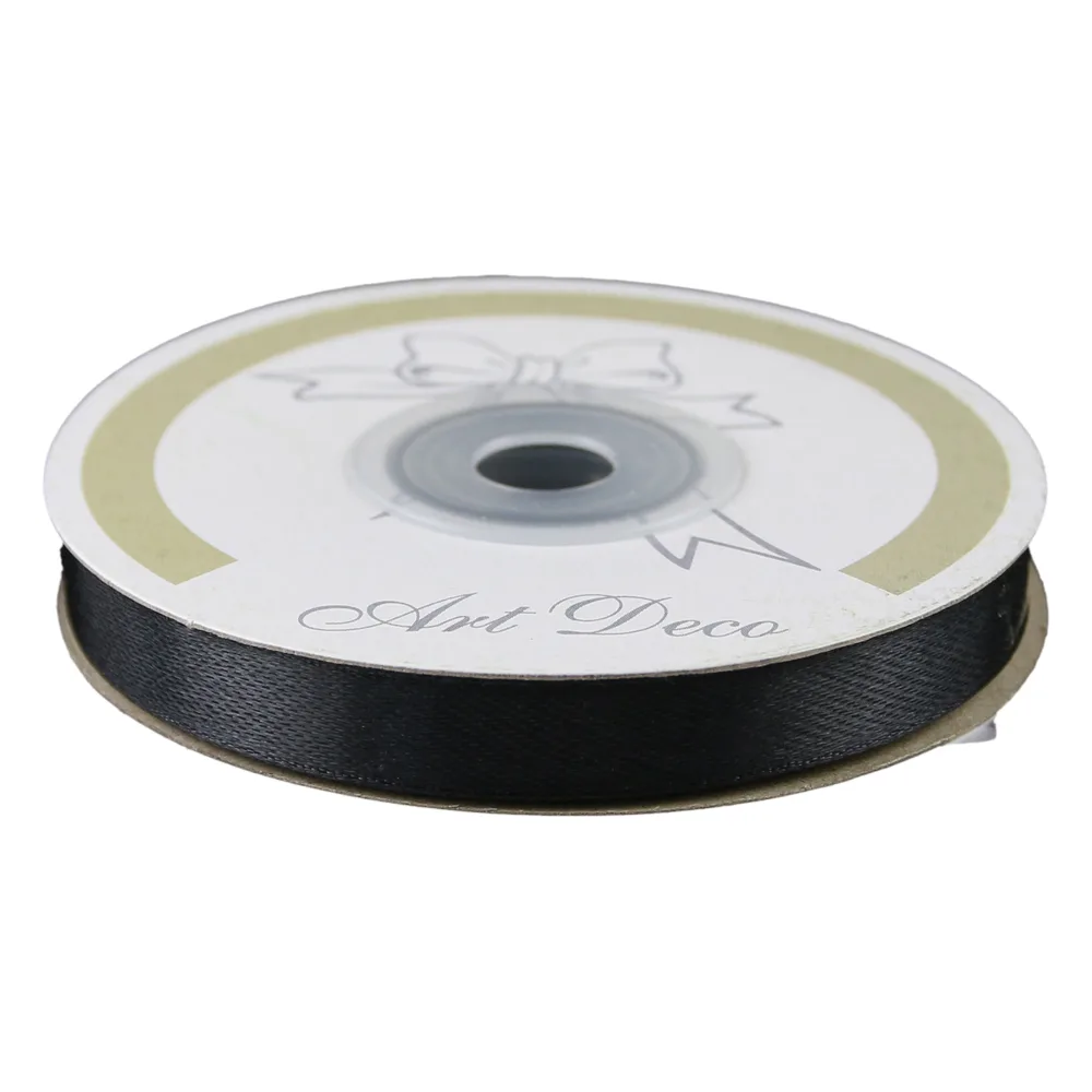 Rola panglica satin Negru 10 mm x 25 m, Art Deco