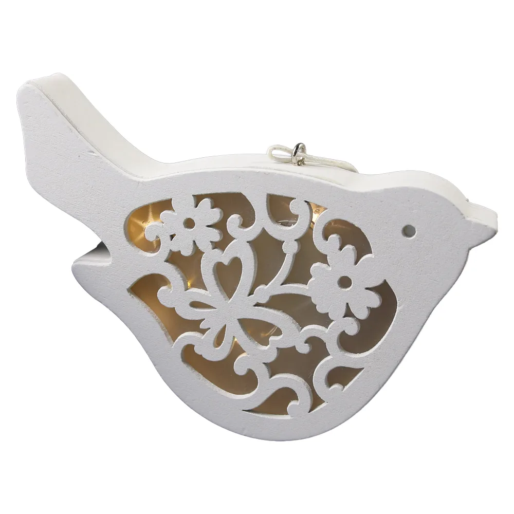 Pasare decorativa din lemn cu iluminare LED