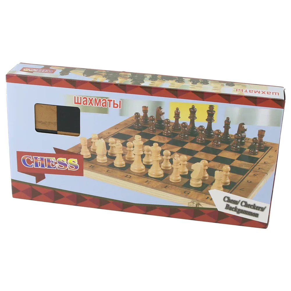 Set de jocuri din lemn 3-in-: Sah /Dame/Table, 24x24 cm - imagine 3