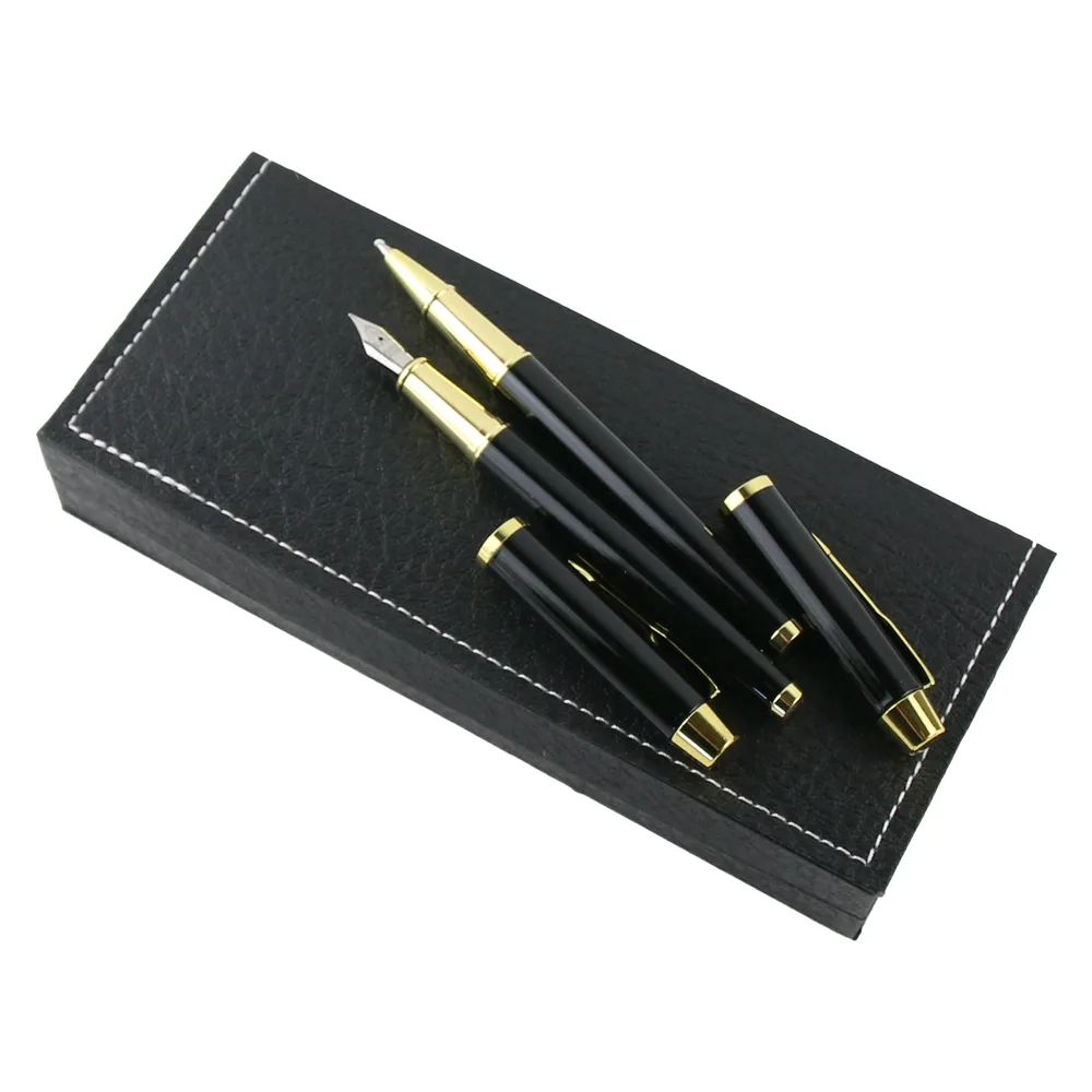 Set elegant stilou si pix in cutie cadou Negru/Auriu 19 x 8 cm, m. 121 - imagine 2