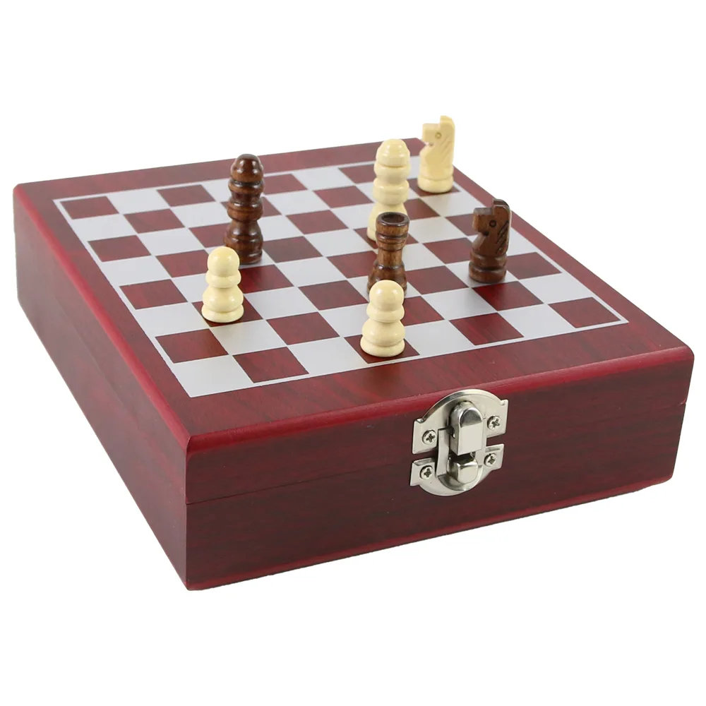 Set cadou cu accesorii vin si joc Sah, cutie lemn, 17 CM - imagine 2