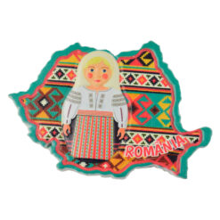 Magnet de frigider din rasina 8 CM, Harta Romaniei, Port traditional - imagine 3