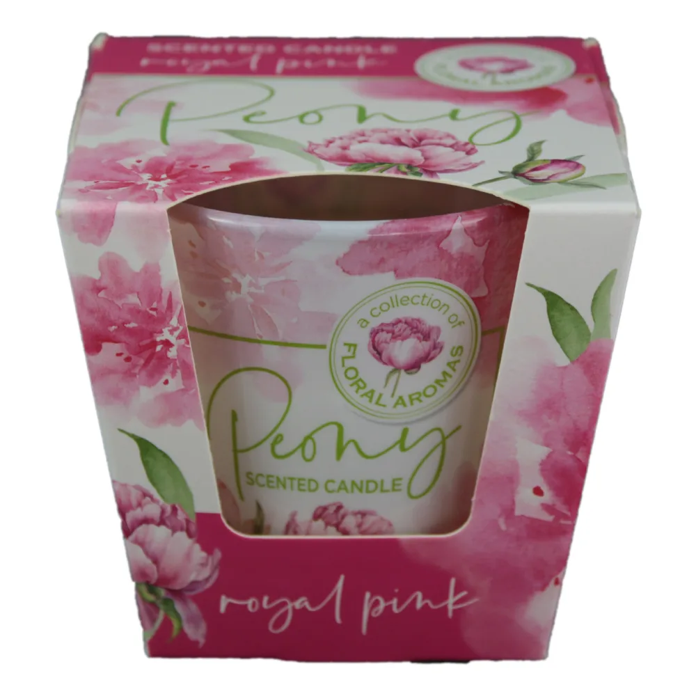 Lumanare parfumata in pahar Peony Royal Pink/Powder Pink 8x7 CM - imagine 2