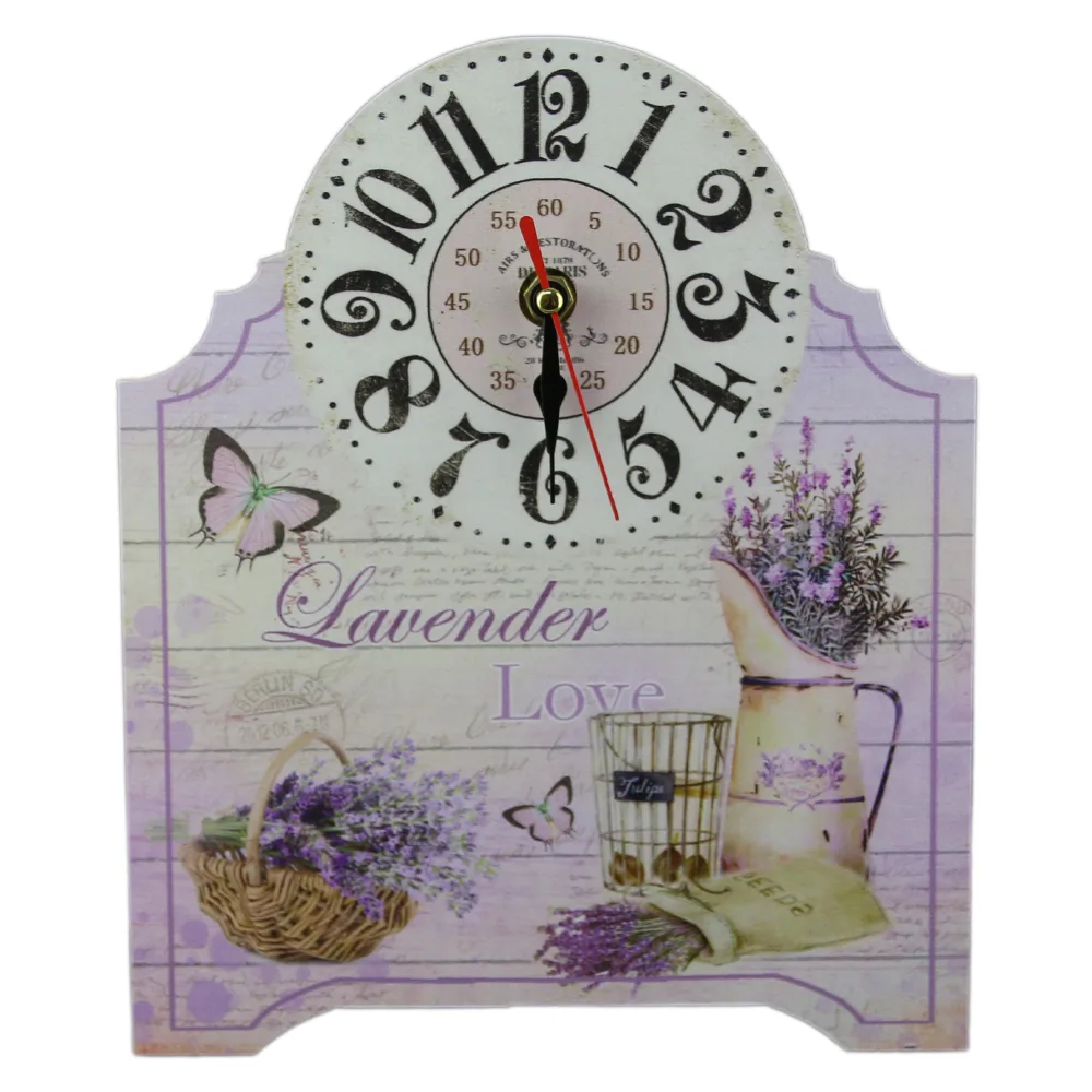 Ceas masa din lemn 20x23 CM - Lavender/Rose - imagine 2