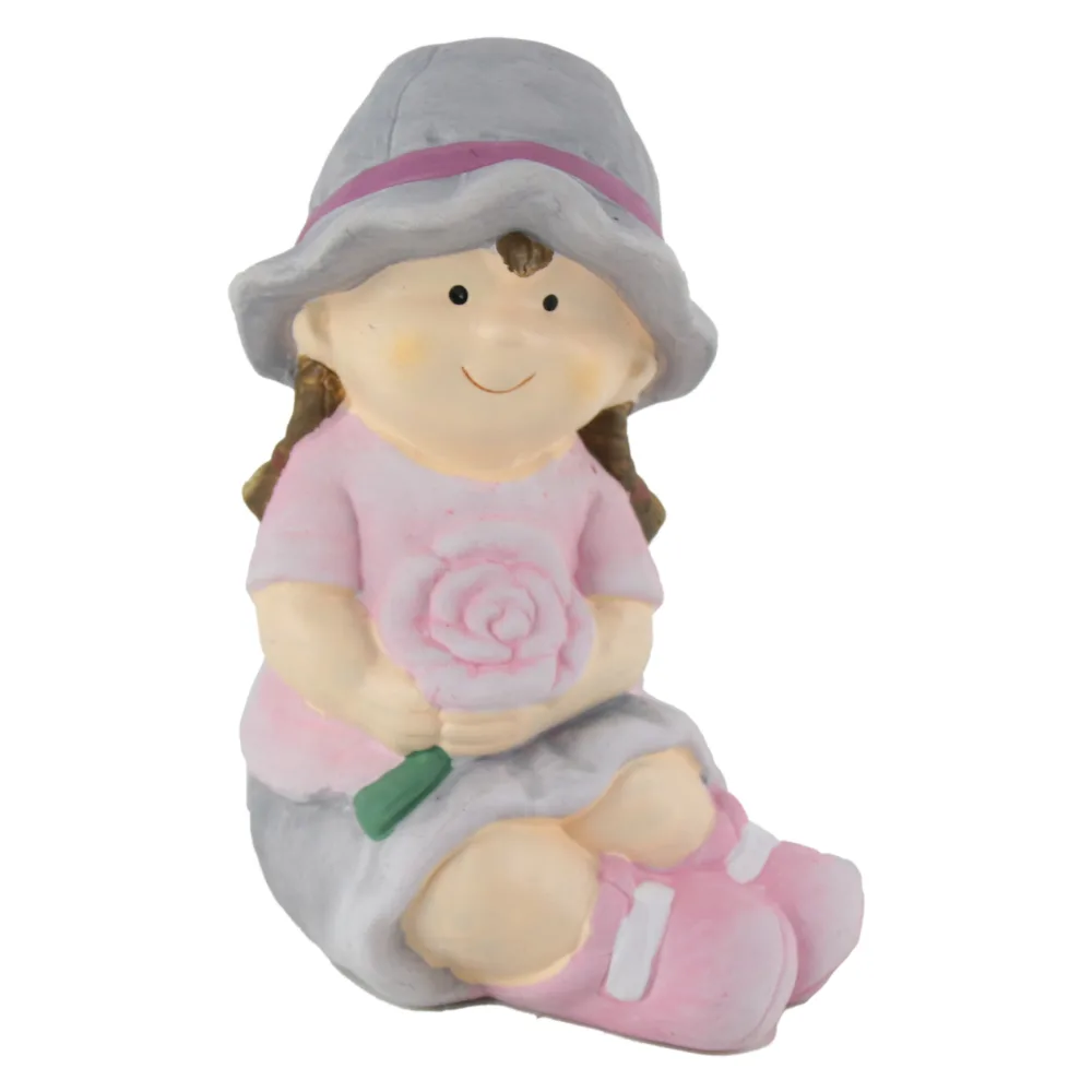 Figurina Fetita cu trandafir din ceramica 17 CM