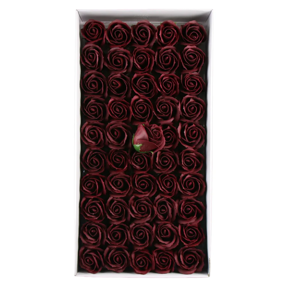 Trandafiri de sapun bordo 5 cm 50 bucati  / cutie