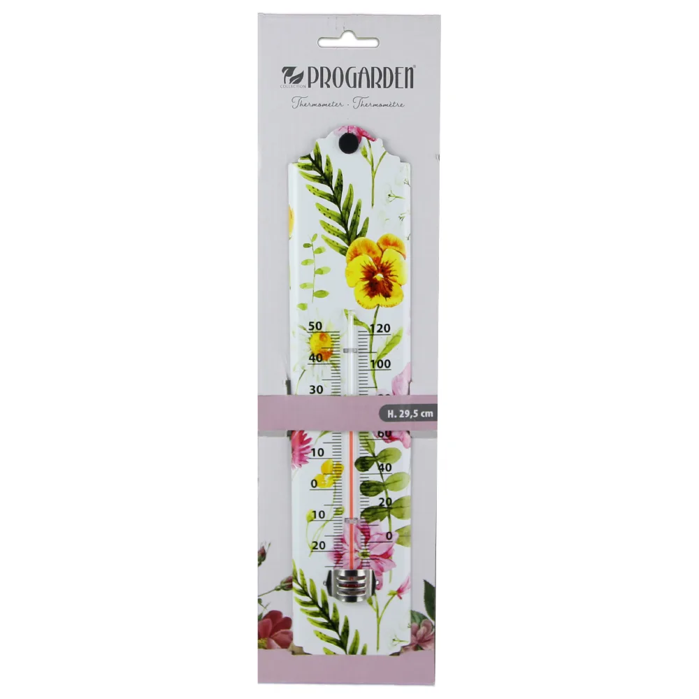 Termometru din metal decorat cu flori 29 CM - imagine 2