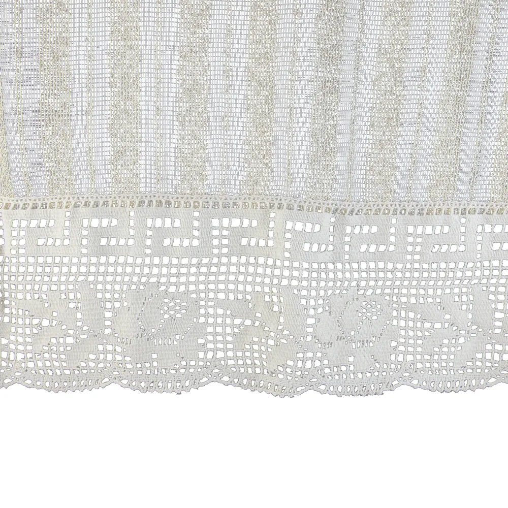 Perdea rustica din bumbac 160 x 180 cm, cu dantela trandafiri