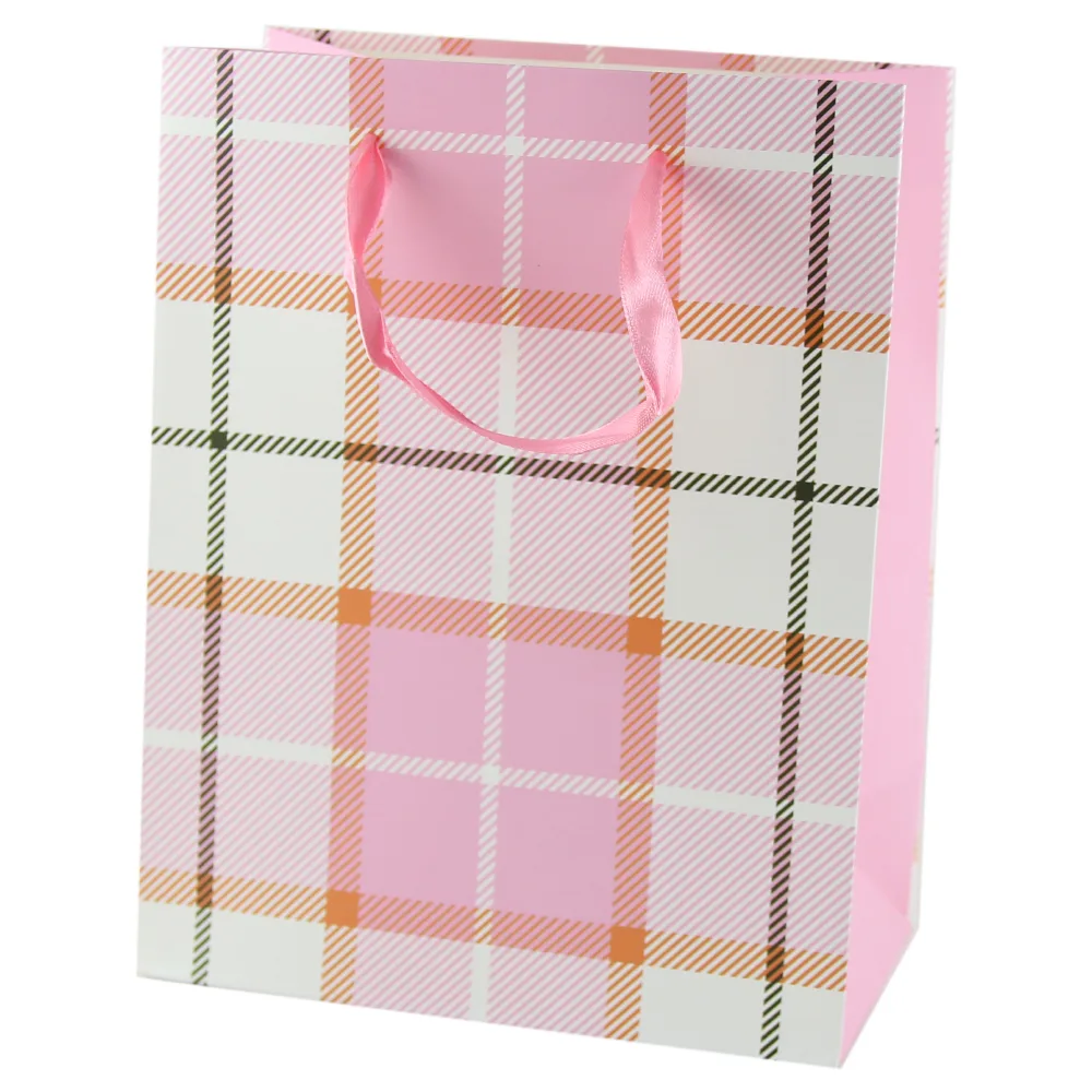 Punga cadou din hartie 18x23 CM - Carouri Roz