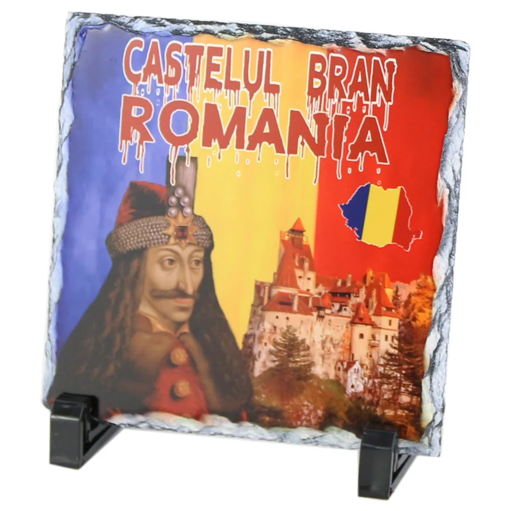 Placa din ardezie Castelul Bran 14 x 14 cm, Romania