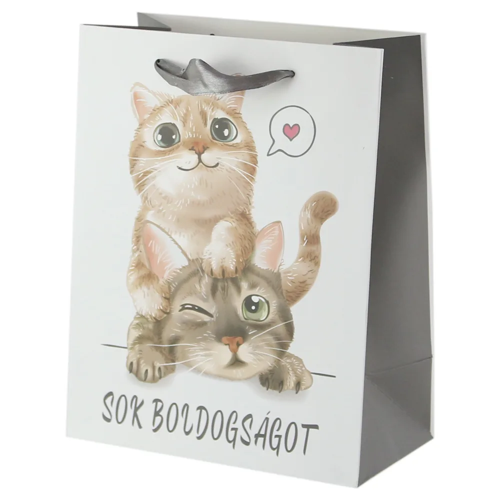 Punga cadou din hartie 18?23 CM - "Sok boldogsagot", Pisici
