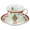 Set 6 cesti cu farfurii  220 ml, Brad, "Merry Christmas", in cutie cadou