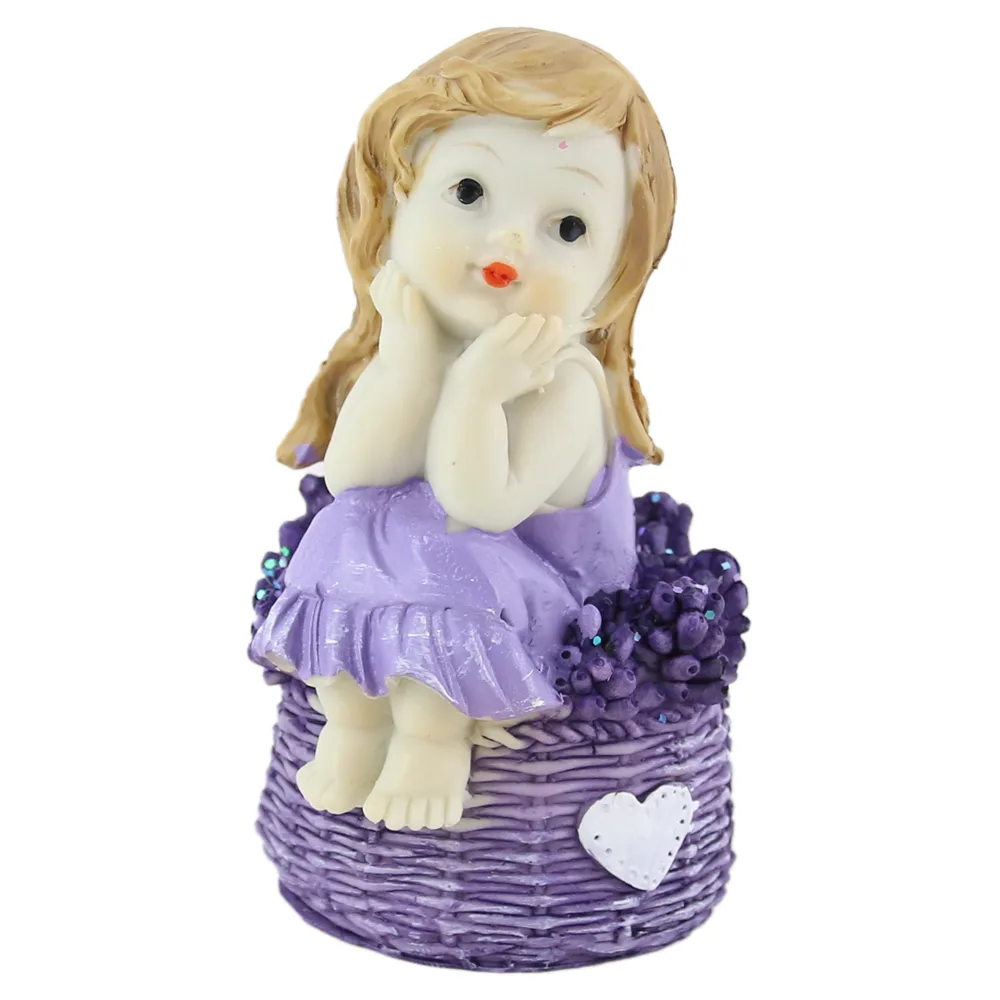 Figurina din rasina, Copil Lavanda 10 CM, cu sclipici Mov - imagine 2