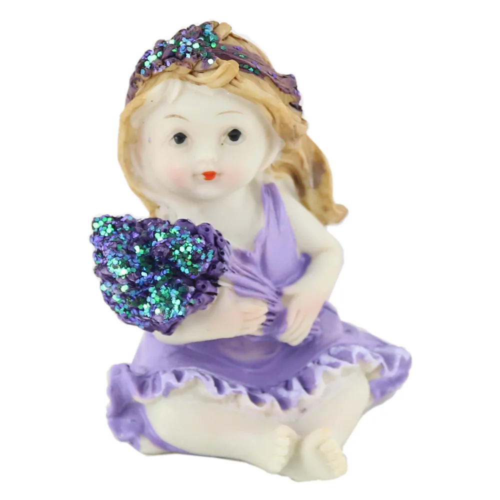 Figurina din rasina, Copil Lavanda 9 CM, cu sclipici Mov