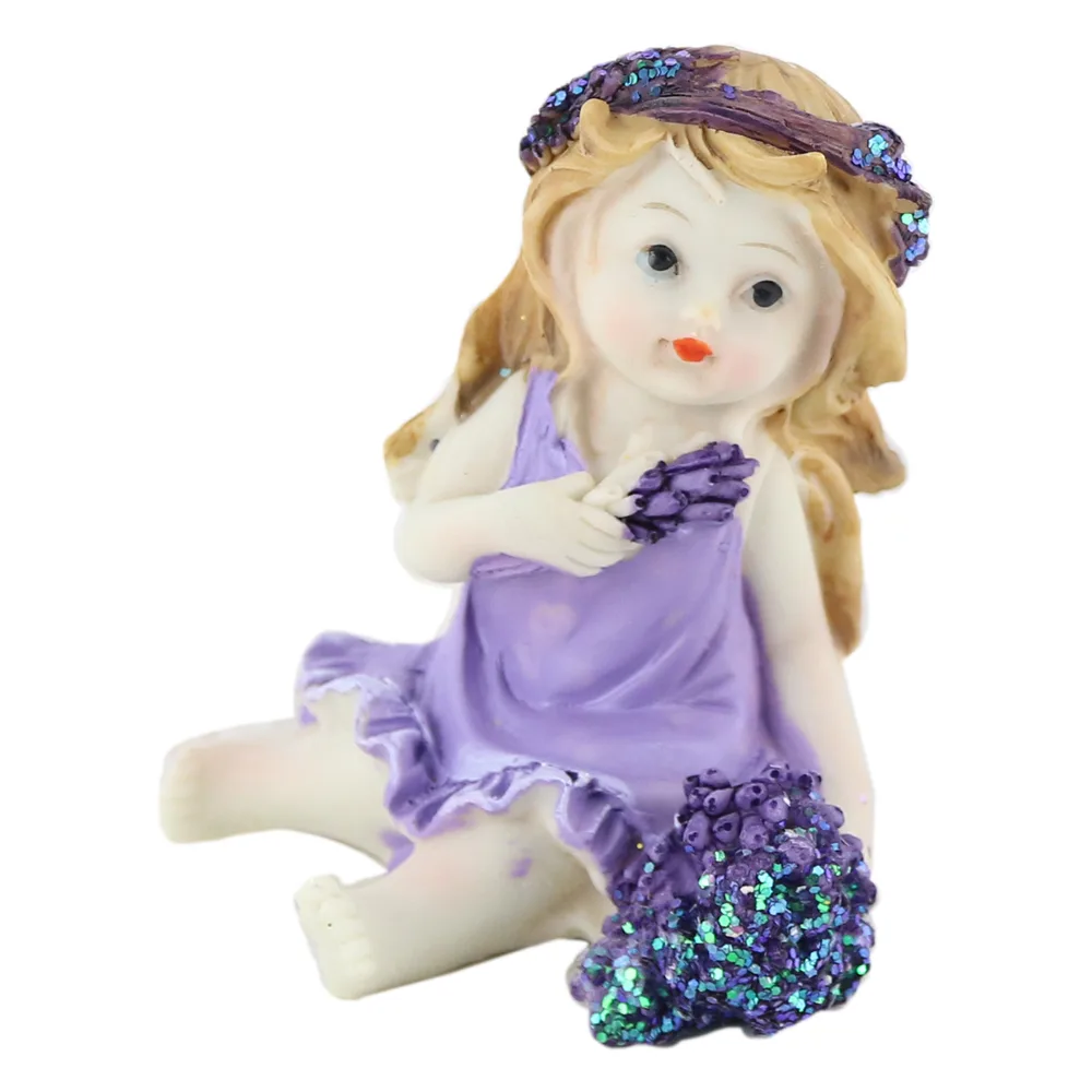 Figurina din rasina, Copil Lavanda 9 CM, cu sclipici Mov - imagine 2