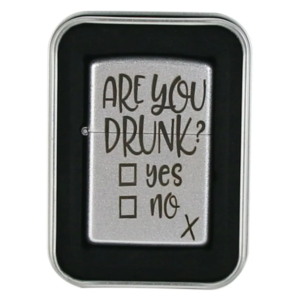 Bricheta metalica "Are you drunk?", 3.5x5.5 CM, Argintiu