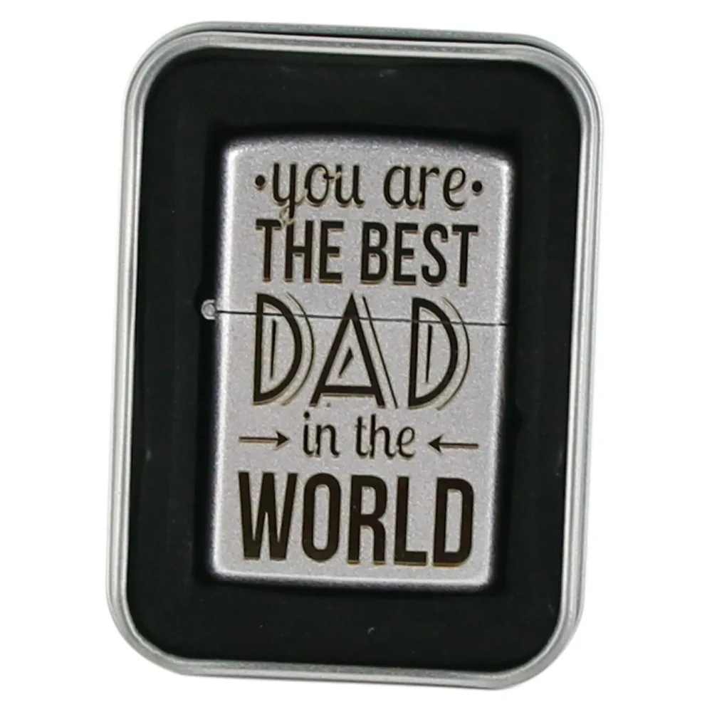 Bricheta metalica "Best Dad...", 3.5x5.5 CM, Argintiu