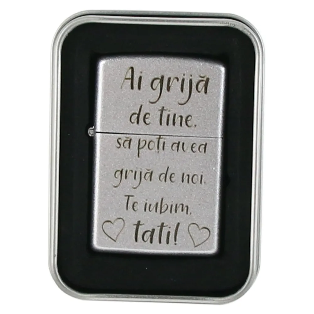 Bricheta metalica "Ai grija de tine Tati!", 3.5x5.5 CM, Argintiu