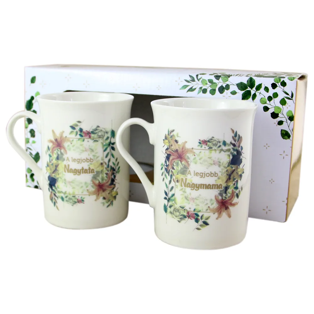 Set 2 cani din ceramica "A legjobb Nagymama/Nagytata", 290 ml, in cutie cadou
