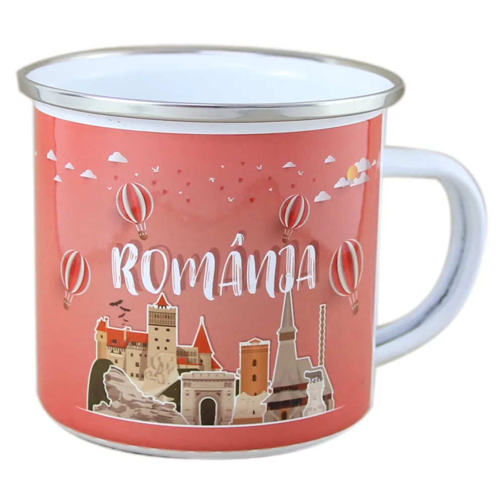 Cana metalica emailata 240 ml, Romania, Baloane cu aer