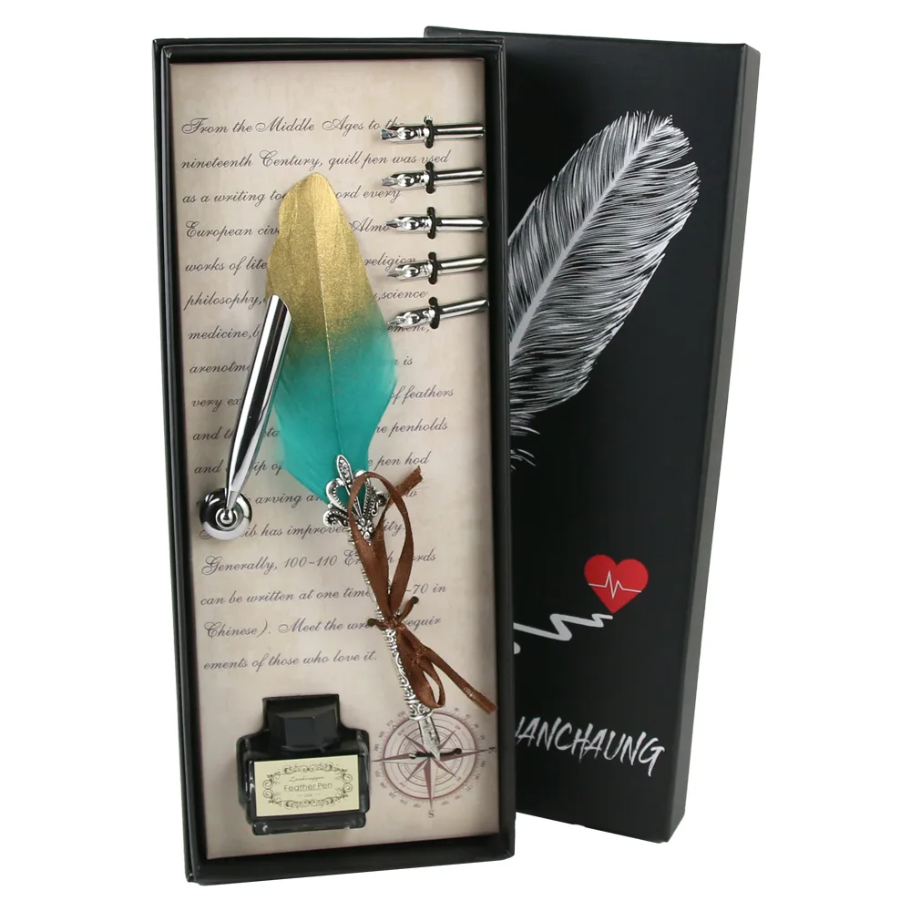 Set de Caligrafie cu Pana, stil Vintage, Vintage World - 8 piese - imagine 2