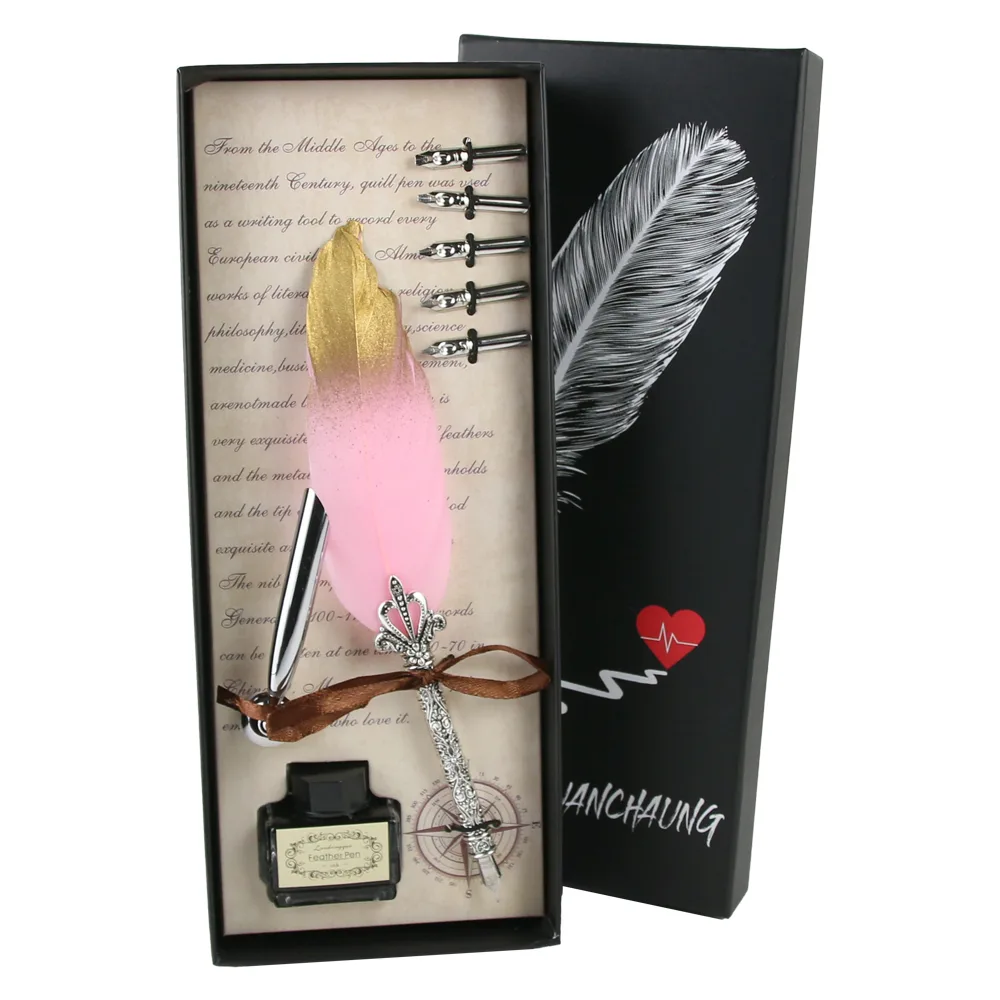 Set de Caligrafie cu Pana, stil Vintage, Vintage World - 8 piese - imagine 3