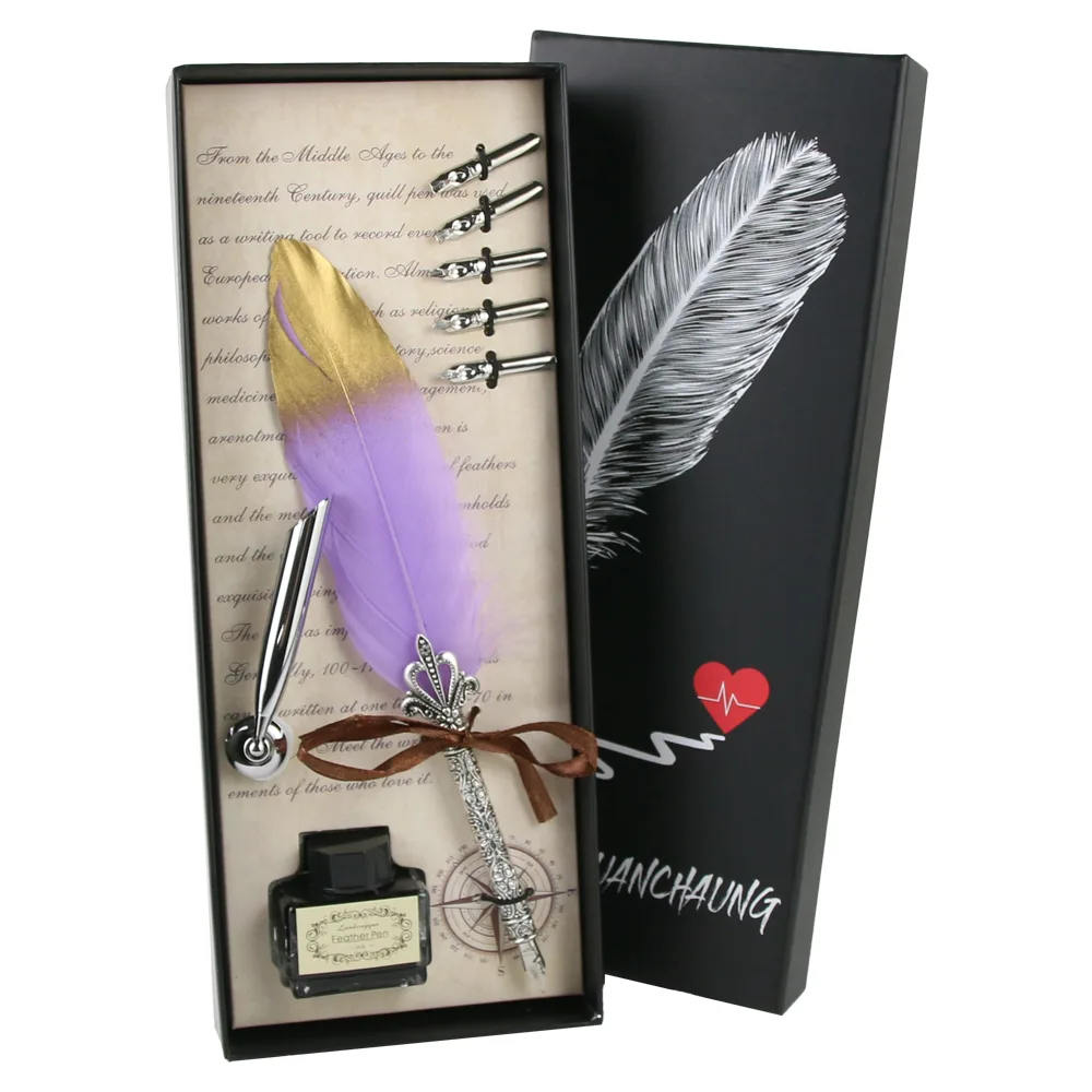 Set de Caligrafie cu Pana, stil Vintage, Vintage World - 8 piese - imagine 4