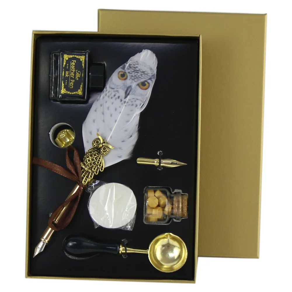 Set de Caligrafie cu Pana, stil Vintage, Owl - 7 piese - imagine 2
