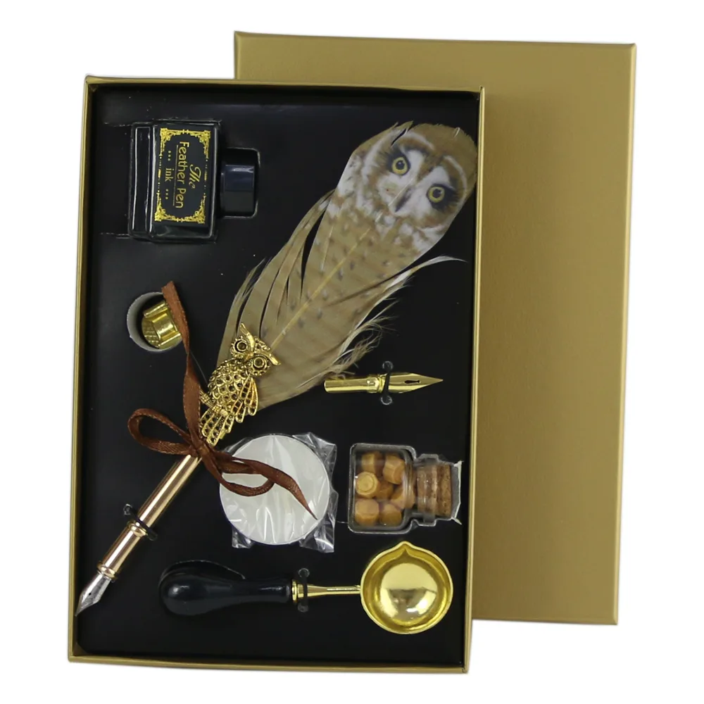 Set de Caligrafie cu Pana, stil Vintage, Owl - 7 piese - imagine 3