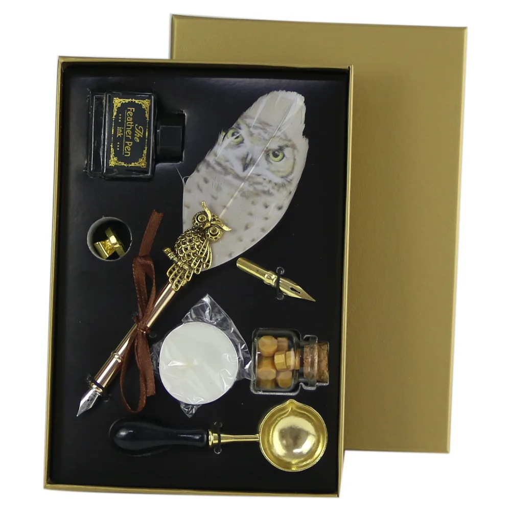 Set de Caligrafie cu Pana, stil Vintage, Owl - 7 piese - imagine 4