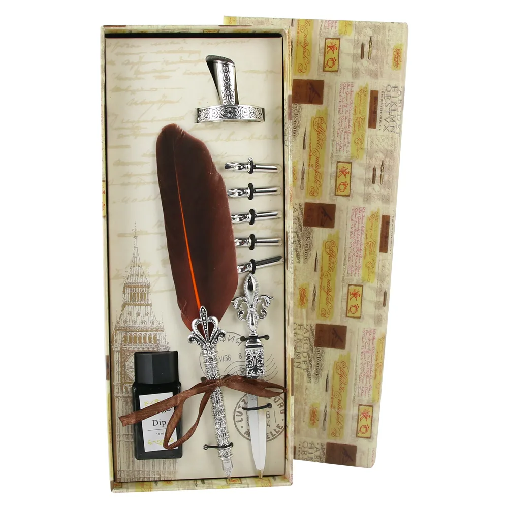 Set de Caligrafie cu Pana, stil Vintage, Alfabeto - 9 piese - imagine 5