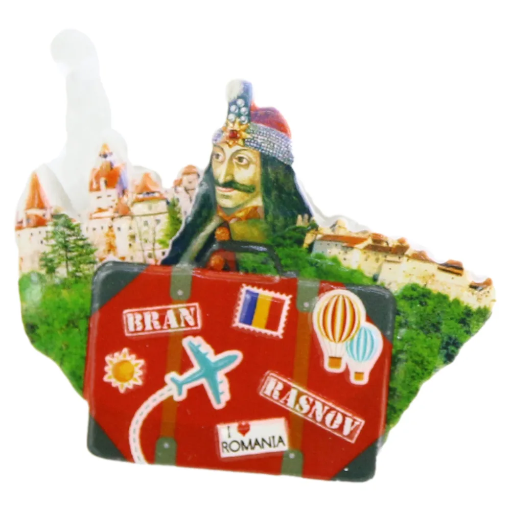Magnet frigider din rasina 7x5.5 CM, destinatia Romania, Vlad Tepes