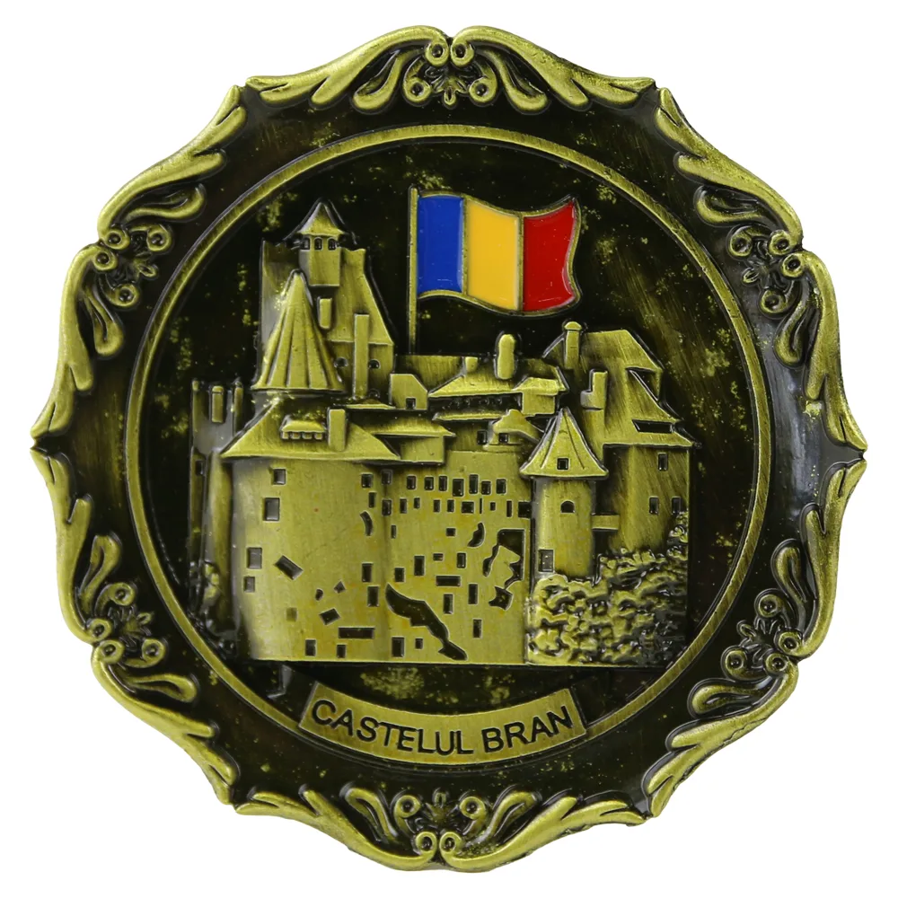 Magnet de frigider metalic 7.5 cm, Romania/Castelul Bran - imagine 3