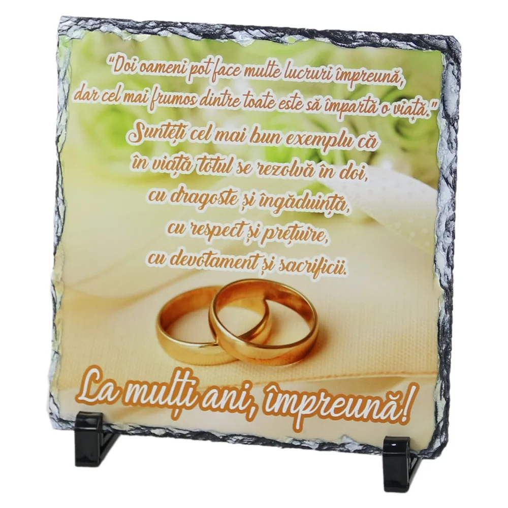 Placa ardezie "La multi ani impreuna!" 19?19 CM